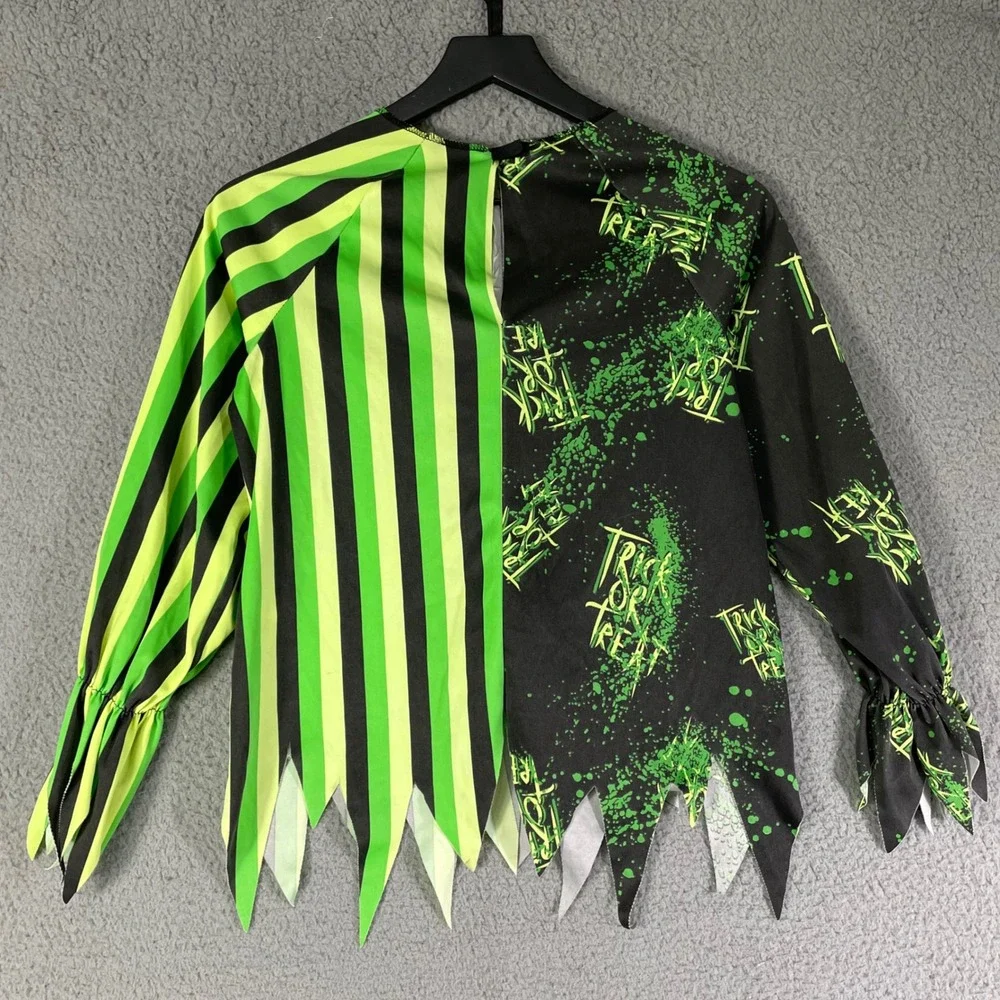 Spirit Halloween Clown Costume Kids Medium Green Black Trick or Treat Outfit‎